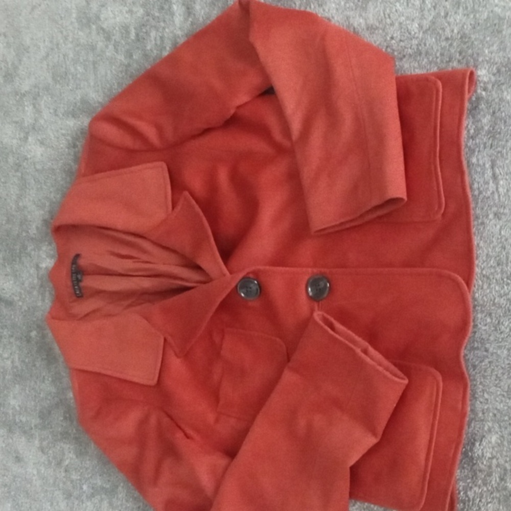 Lafayette 148 wool and angora burnt orange jacket AS IS with multiple FLAWS